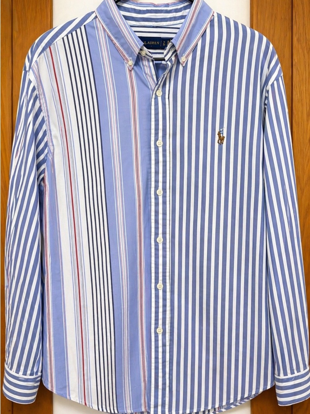 Ralph Lauren Blue and White Multi-Stripe Button-Down Shirt